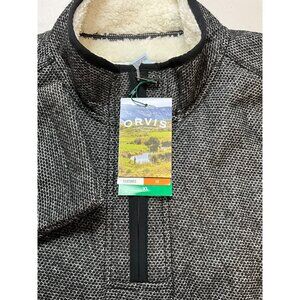 Orvis Men's XL Fully Lined Gray Pullover 1/4 Zip Shirt Sweater Pockets #1526440‎